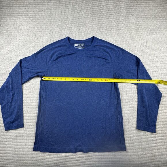 FIGS Seamless Shirt Men L Blue Underscrub LS Nurse Medical Stretch Wicking - Picture 3 of 7